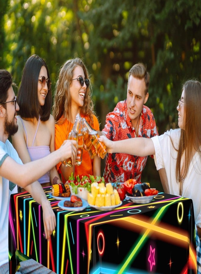 اودين مجموعة زينة حفلات أعياد الميلاد من أودين، ٢٠٦ قطعة، بإضاءة نيون، تكفي ٢٤ شخصًا، لوازم حفلات تتوهج في الظلام، مفرشان للطاولة، أطباق مقاس ٧ و٩ بوصات، طقم أدوات مائدة بألوان قوس قزح، هدايا مثالية لحفلات أعياد الميلاد والمهرجانات. - Image 5